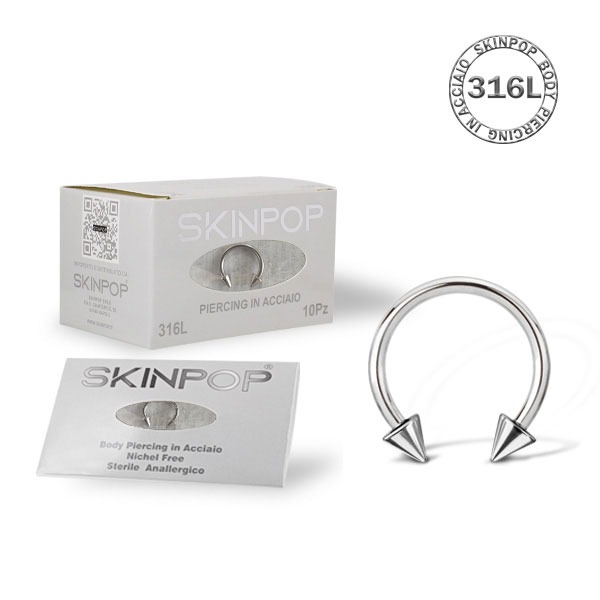 Circular Barbell con Coni 12 x 12 x 3 Skinpop in Acciaio 316L sterile conf. 10pz